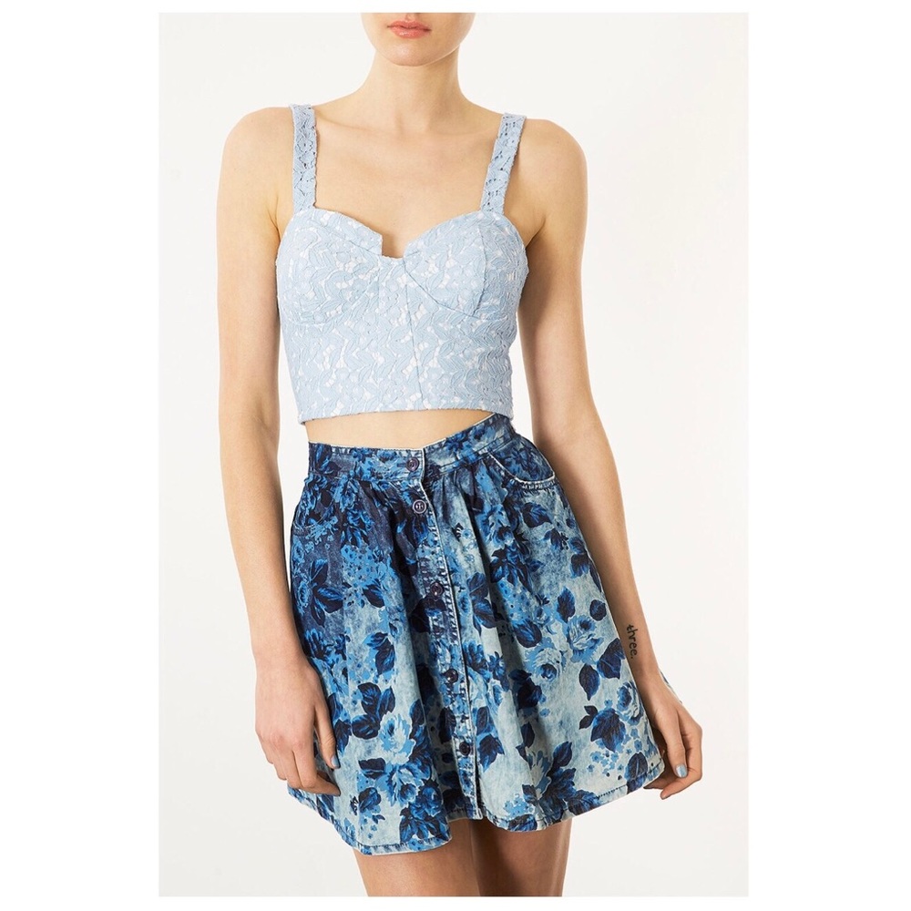 NWT TOPSHOP Blue Lace Cropped Bustier Corset